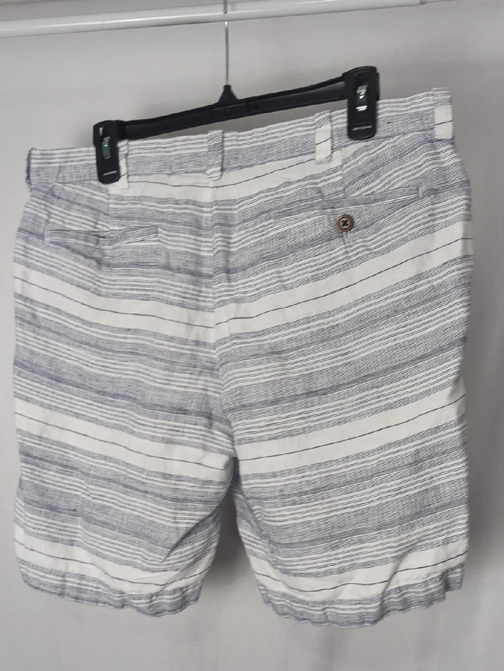 J CREW Men's 34 Stanton Linen Blue Stripe Shorts